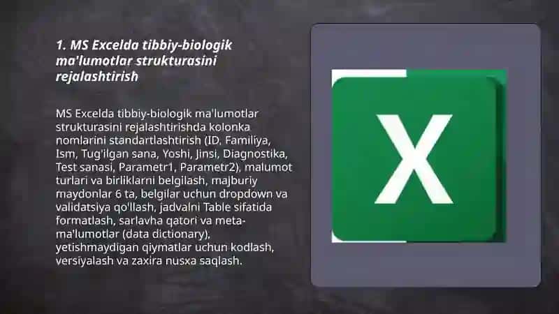 MS Excel Tibbiy-Biologik Ma'lumotlar 3