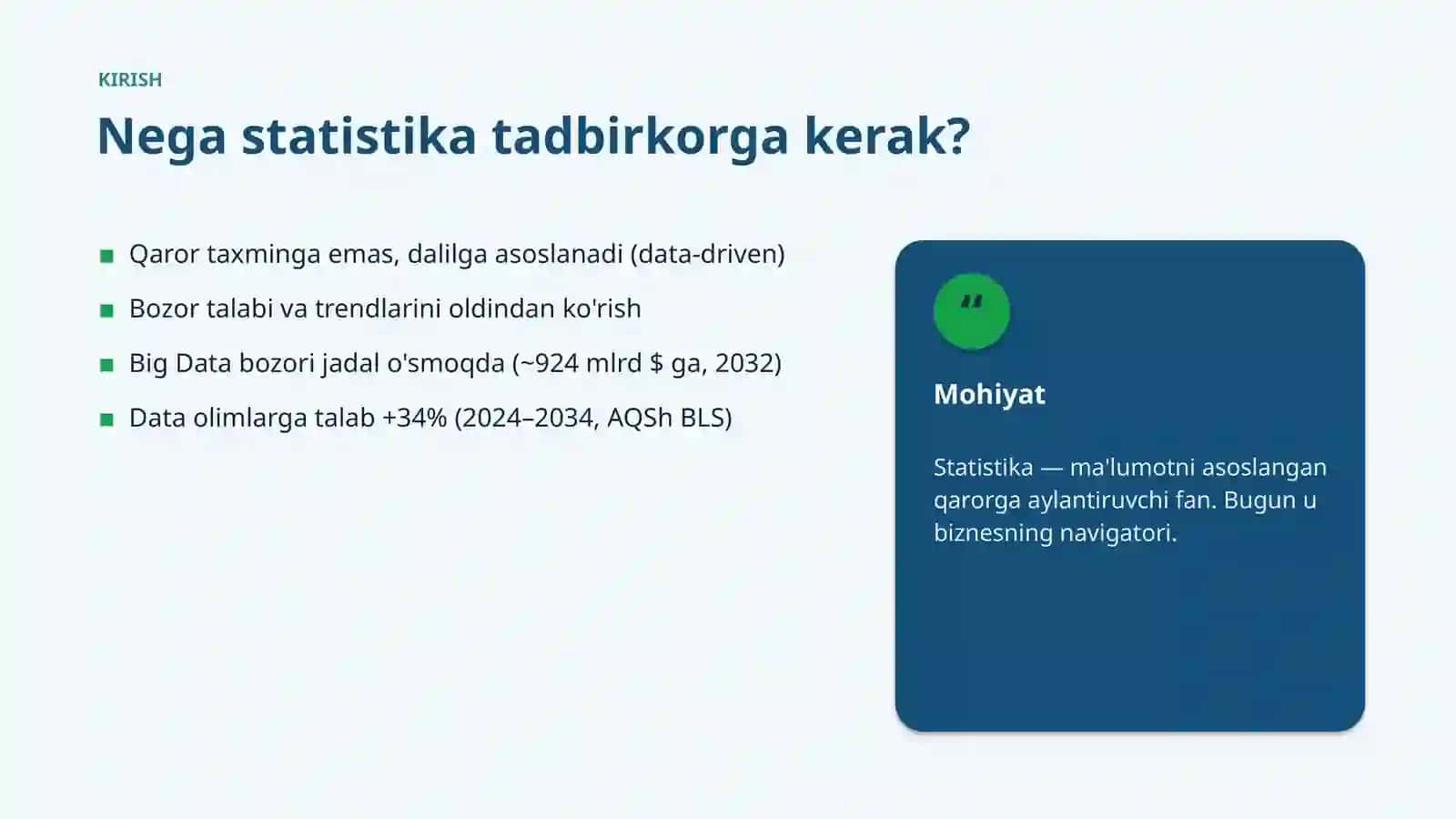 Statistika: kelajagi va istiqbollari 3