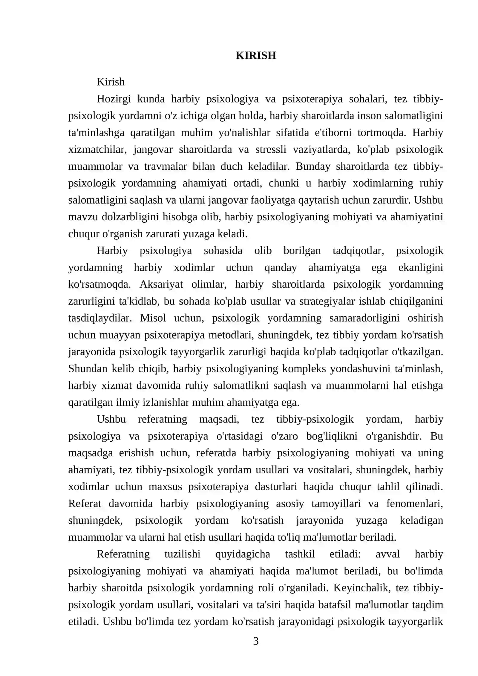 Tez tibbiy-psixologik yordam. Harbiy psixologiya va psixoterapiya 3