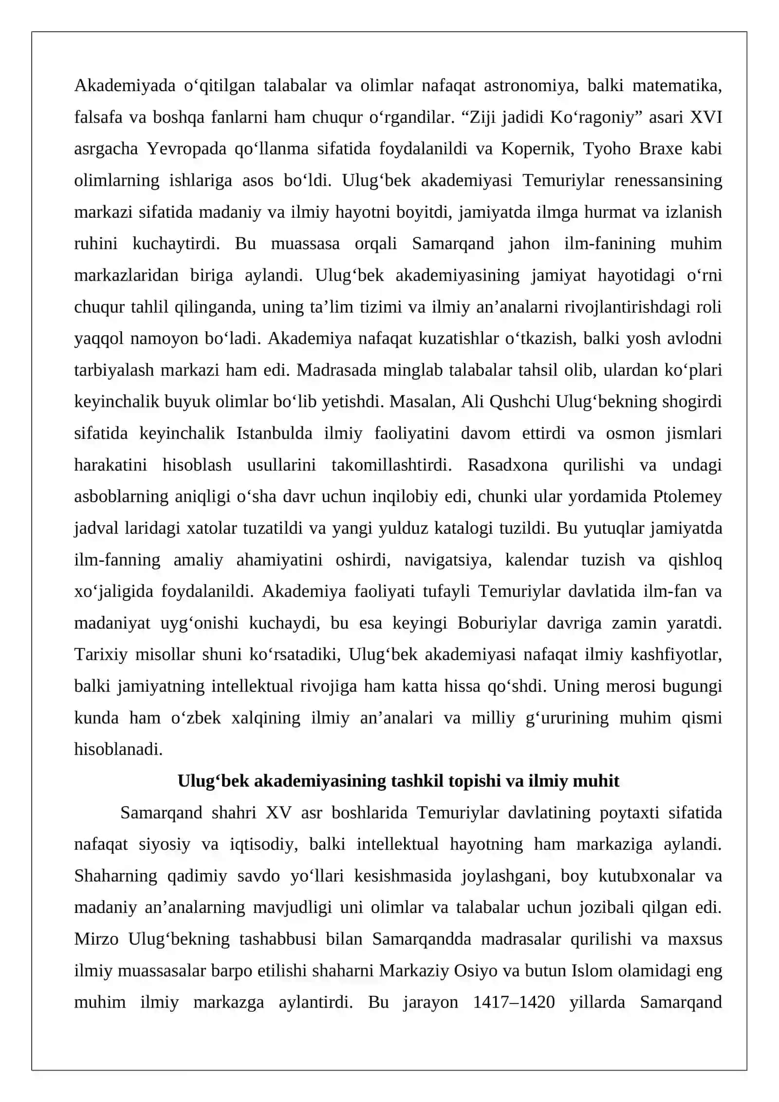 Ulugʻbek akademiyasi va uning faoliyati 3