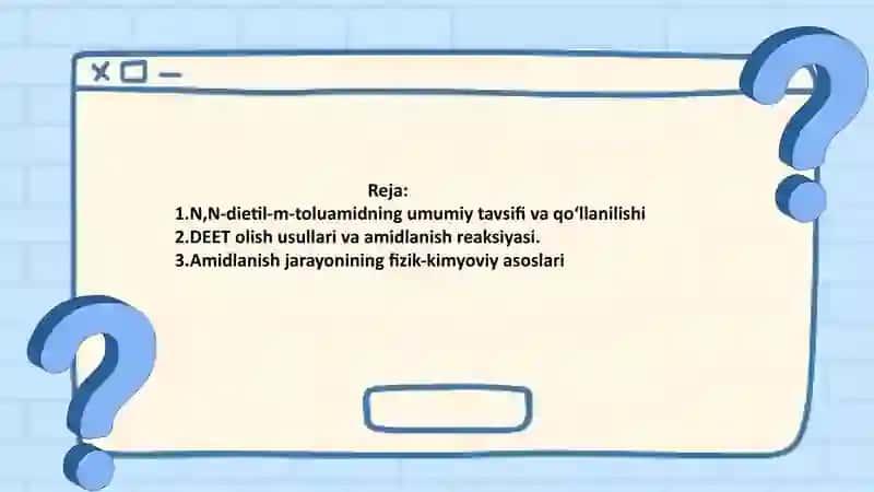 N,N-DIETIL-M-TOLUAMID ISHLAB CHIQARISH TEXNNOLOGIYASIDAGI AMIDLASH REAKTORINI HISSOBLASH 3