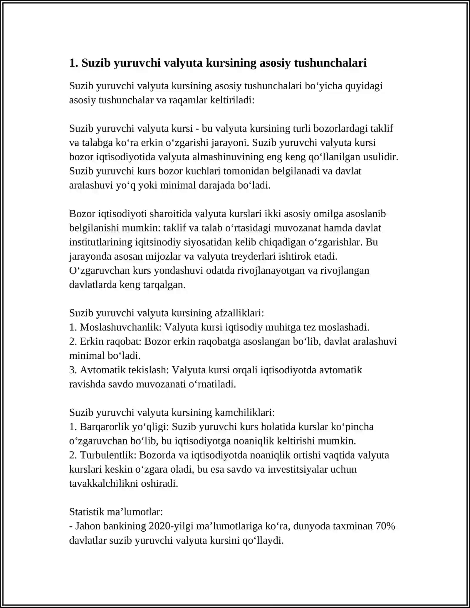 SUZIB YURUVCHI VALYUTA KURSI SHAROITIDA MAKROIQTISODIY SIYOSAT YURITISH XUSUSIYATLARI VA MUAMMOLARI 3