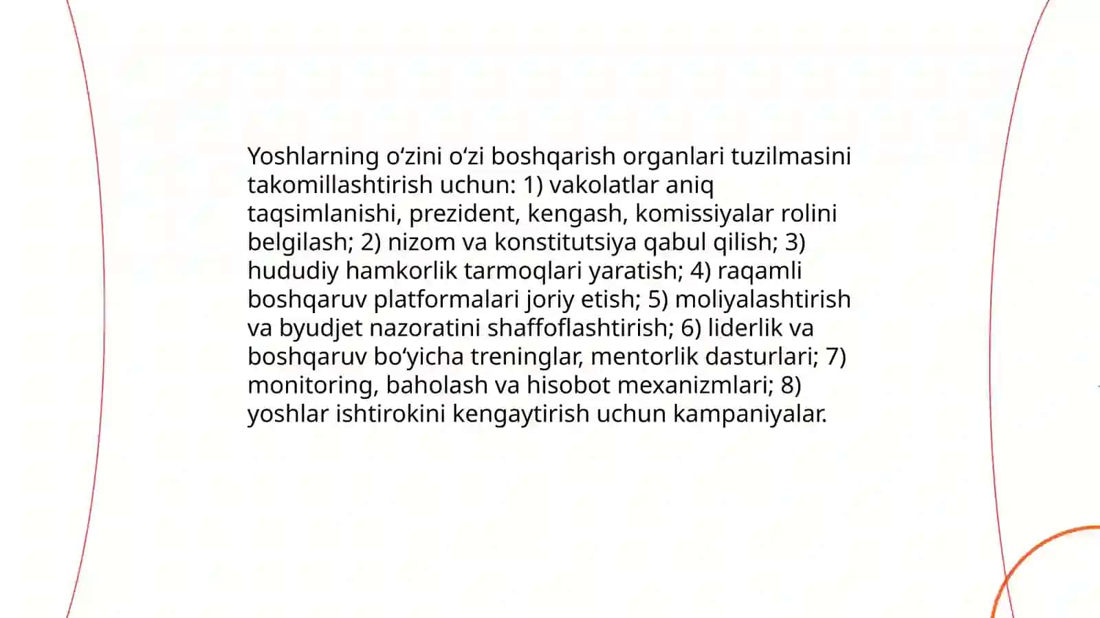 Yoshlarning oʻz-oʻzini boshqarish oʻrganlari faoliyatni rivojlantirish 3