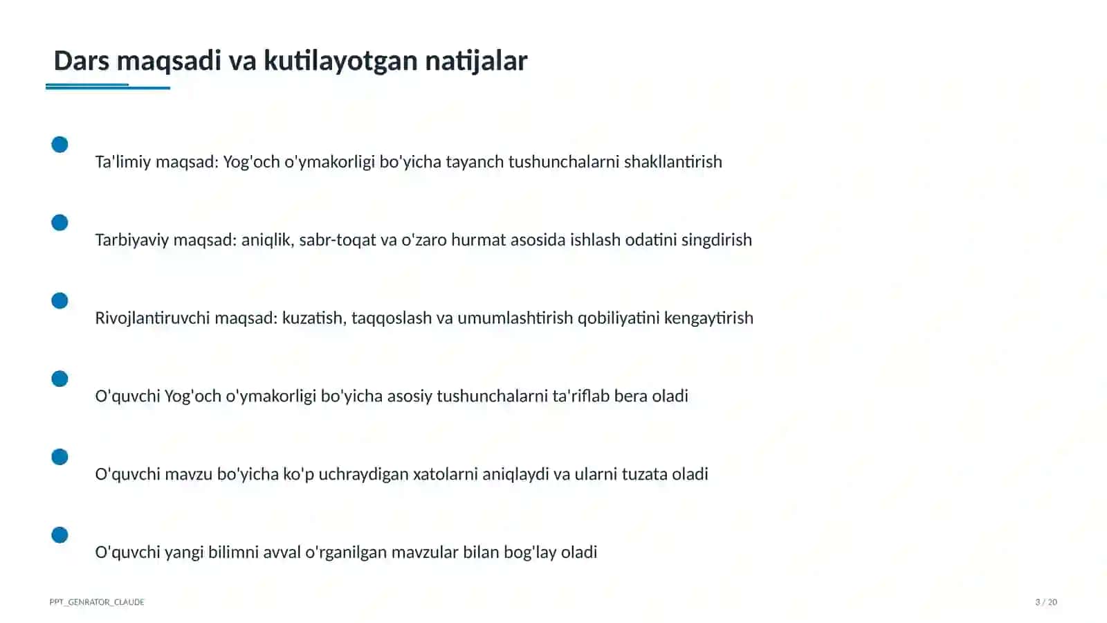 Yog'och o'ymakorligi (7-sinf) 3