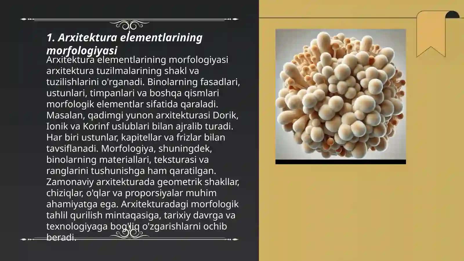 Arxitektura elementlarining morfologiyasi 3