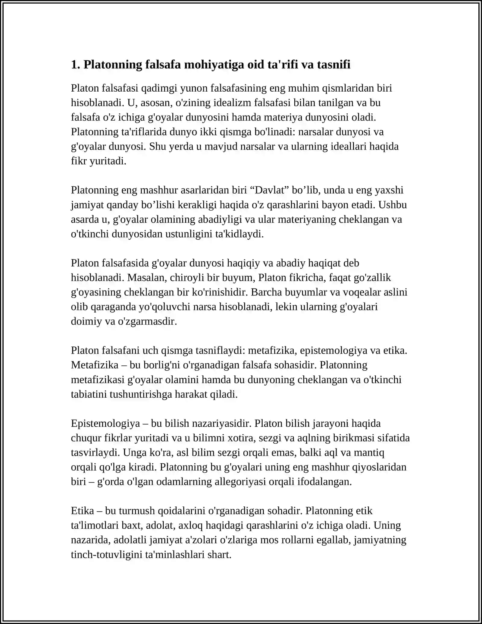 Platonning falsafa mohiyatiga oid ta'rifi va tasnifi 3