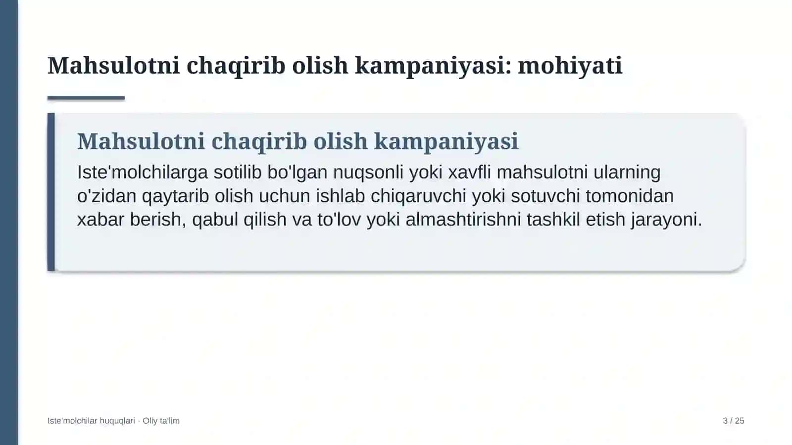 Iste'molchilar huquqlari · Oliy ta'lim 3