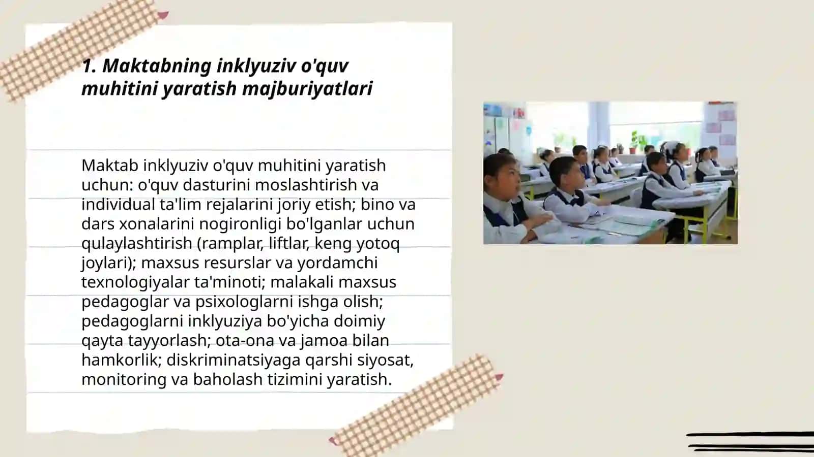 Inklyuziv ta’lim muassasalarida imkoniyati cheklangan bolalarni o'qitishda maktablar va maktab ma'muriyatining majburiyatlari 3