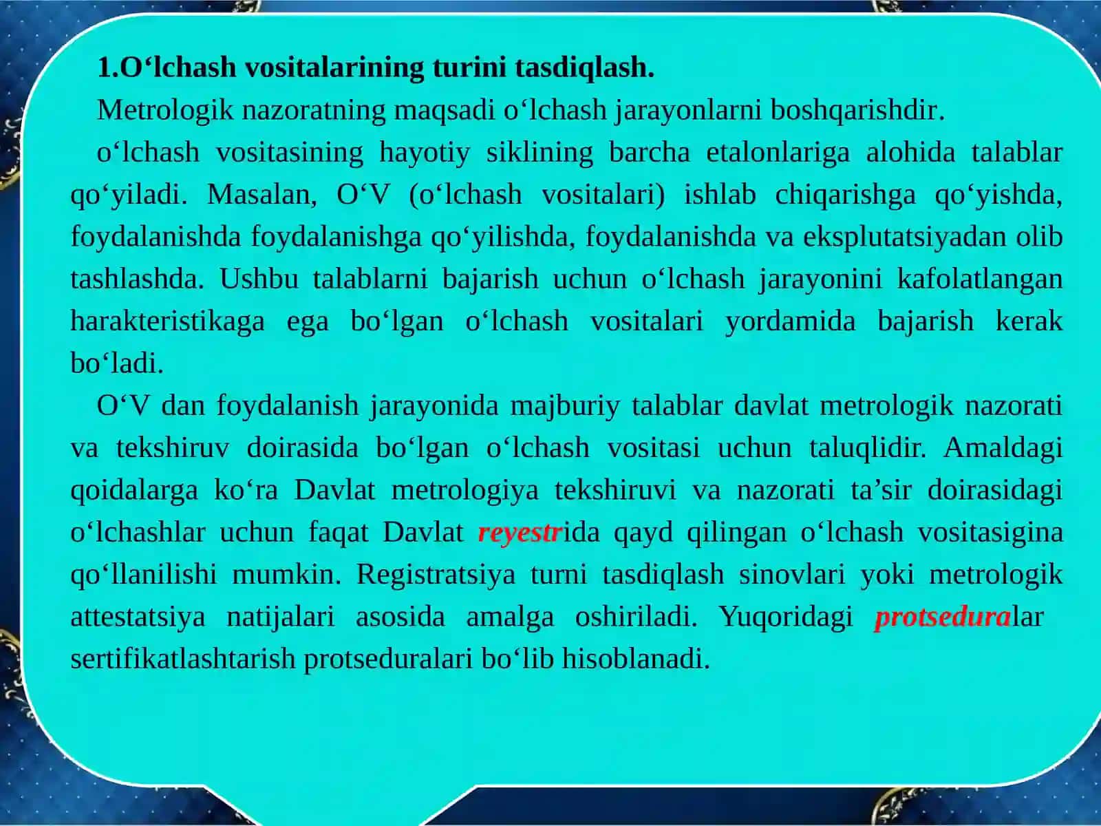 O'LCHASH VOSITALARINING METROLOGIK TADBIRLARGA TORTILISHI 3