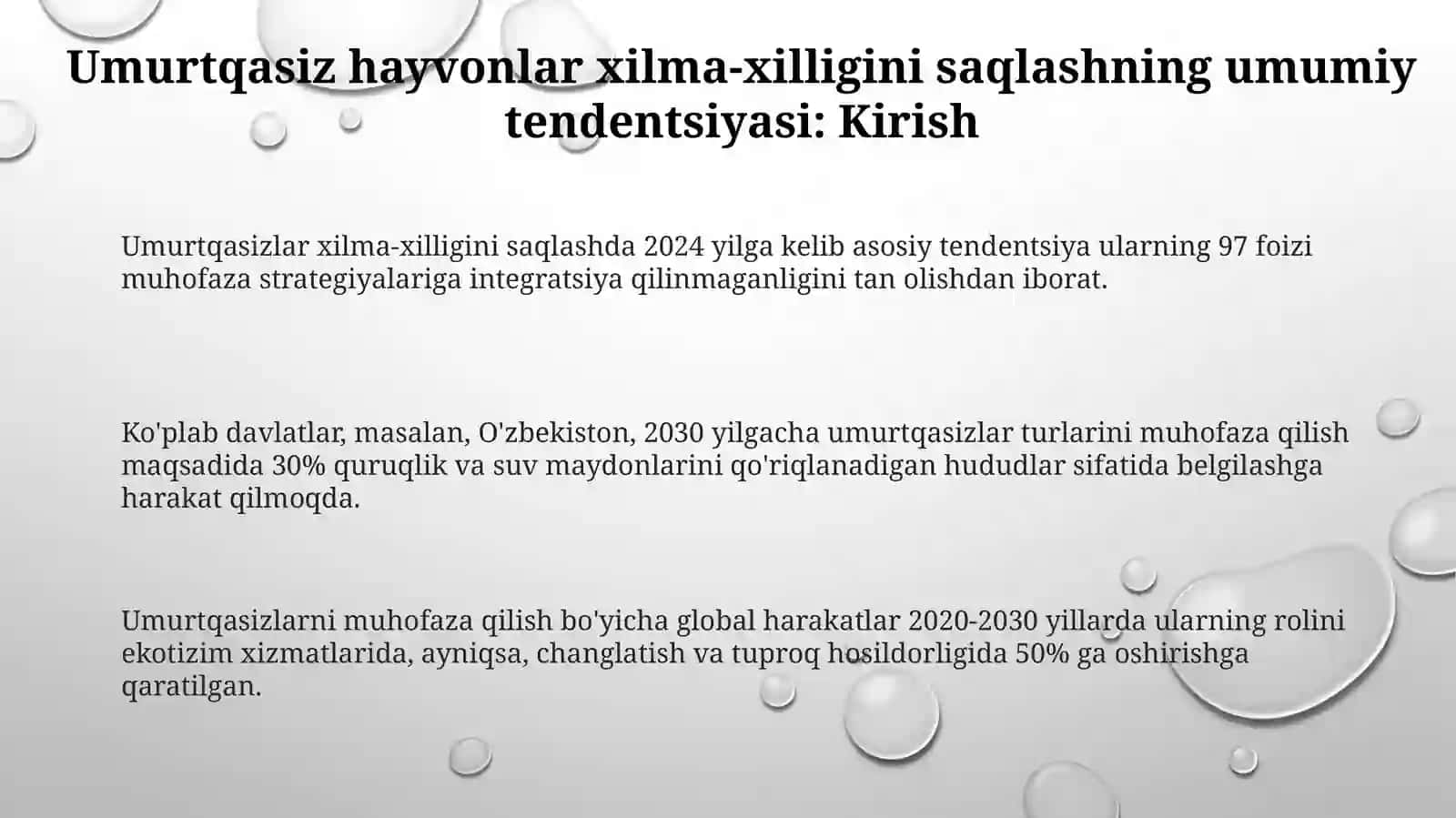Umurtqasiz hayvonlar xilmaxilliginisaqlashdagiumumiyyo'nalish 3