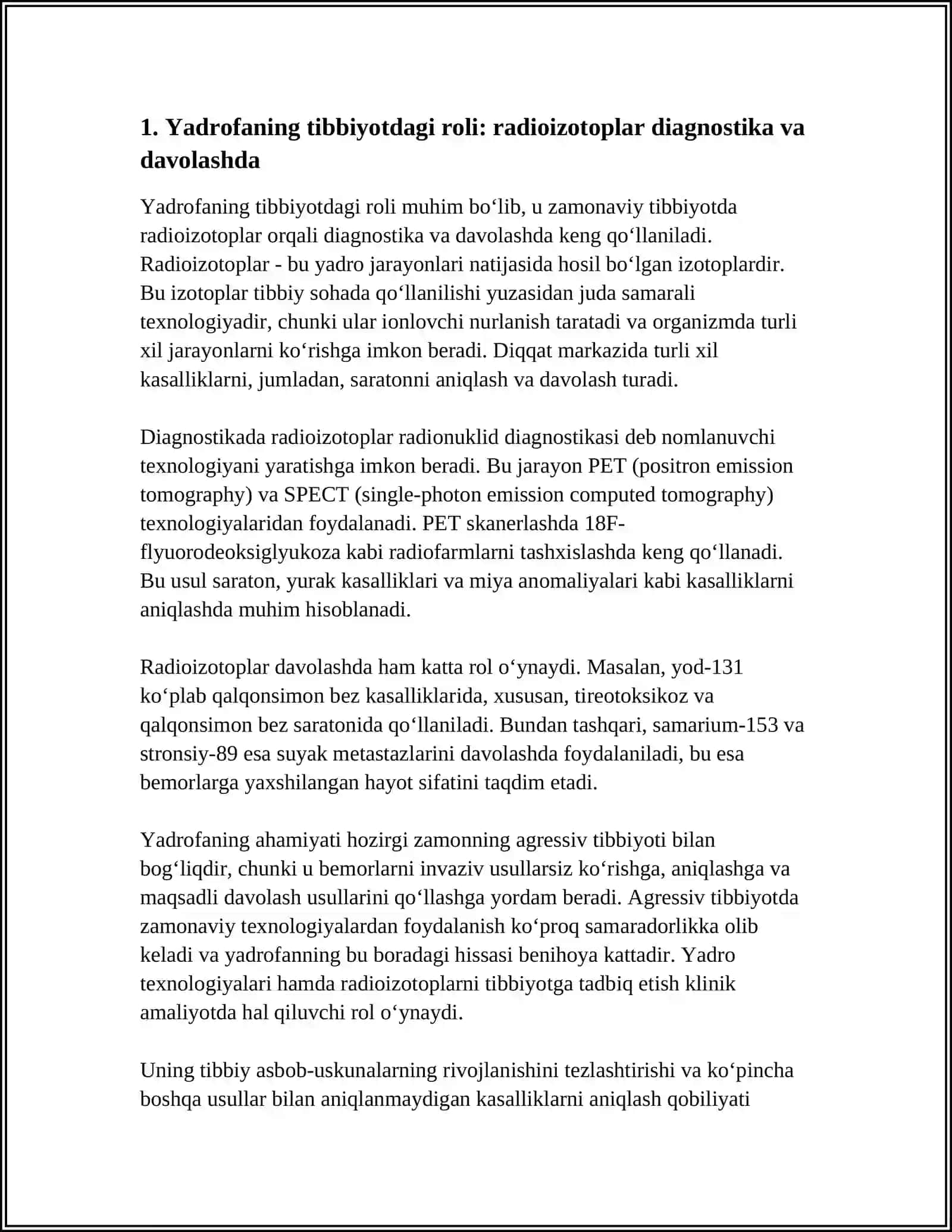 YADROGENIYANING AHAMIYATI. HOZIRGI ZAMONNING AGRESSIV TIBBIYOT BILAN BOG‘LIQLIGI 3