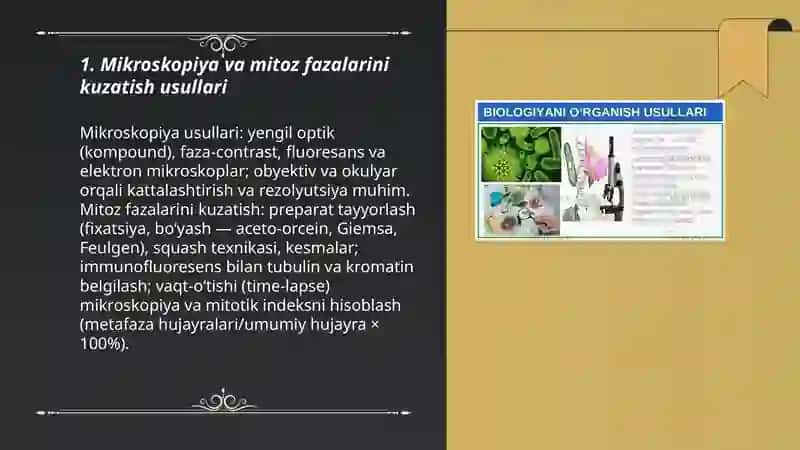Biologiyaning oʻrganish usullari va mitoz jarayoni 3