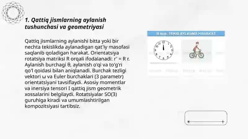 Qattiq jismlarning aylanma harakat kinematikasi va dinamikasi 3