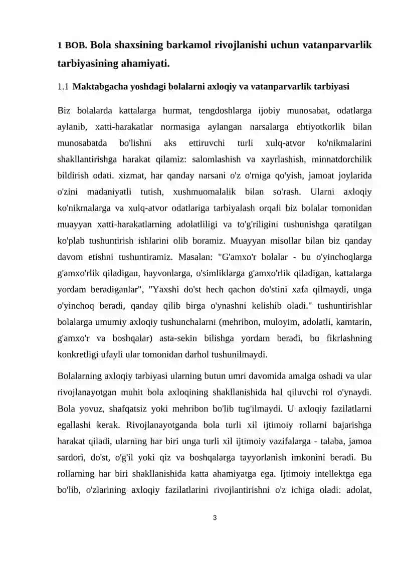 Bola shaxsining barkamol rivojlanishi uchun vatanparvarlik tarbiyasining ahamiyati 3
