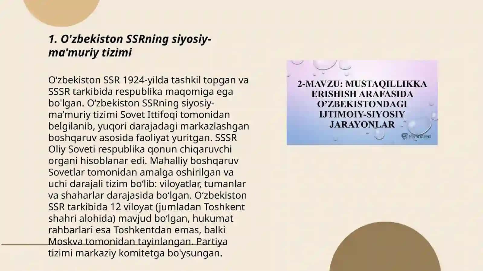 Mustaqillkka erishish arafasida O'zbekistonda ijtimoiy siyosiy jarayonlar 3