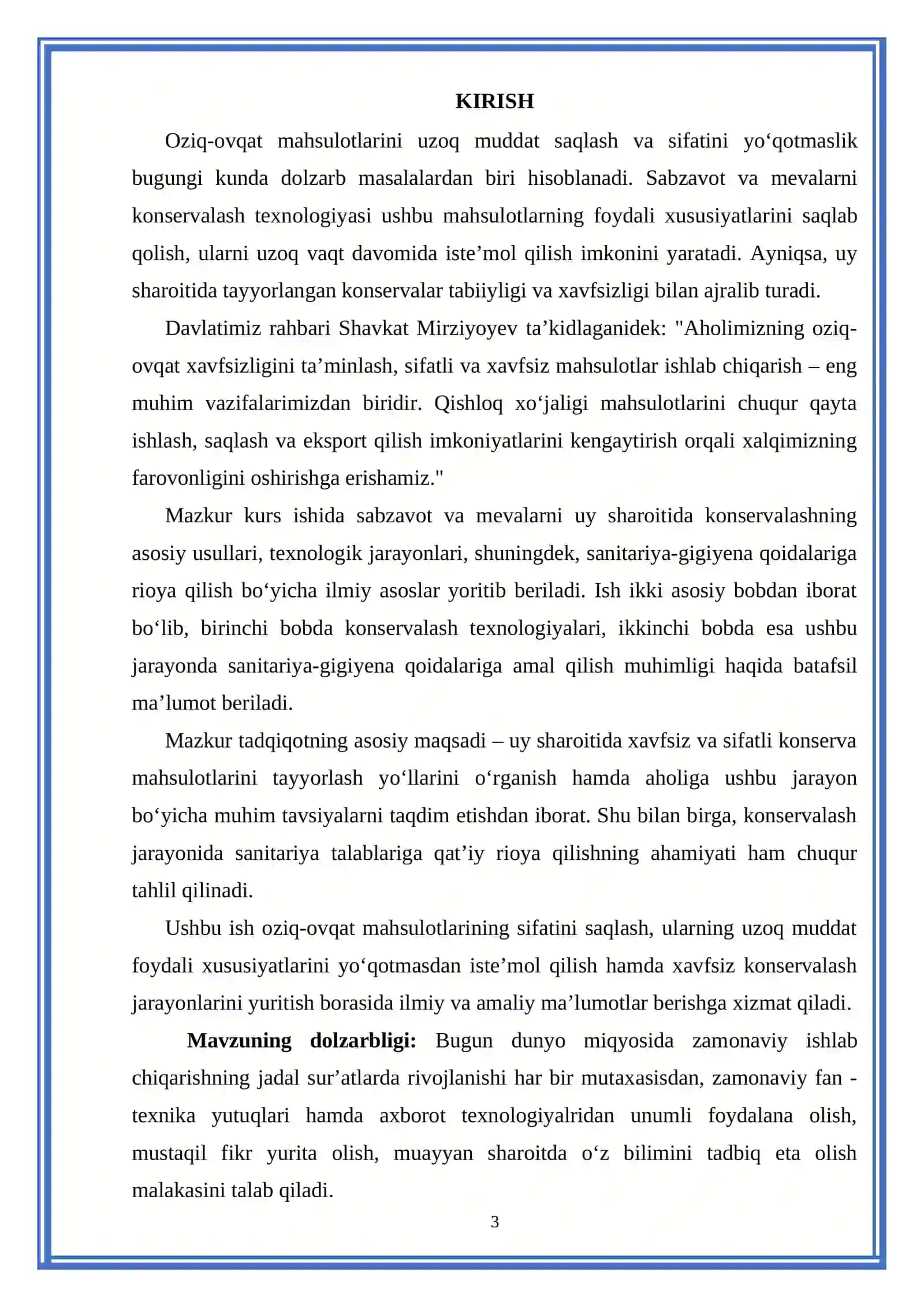 Mahsulot Tayyorlash Texnologiyasi Kurs Ishi 3