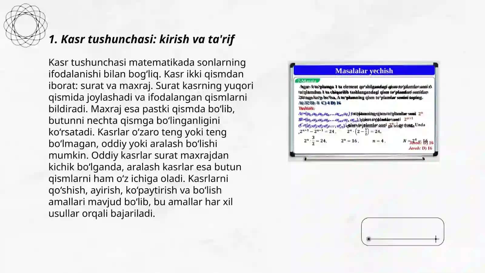 Ulush.Butunning ulushini topish 3
