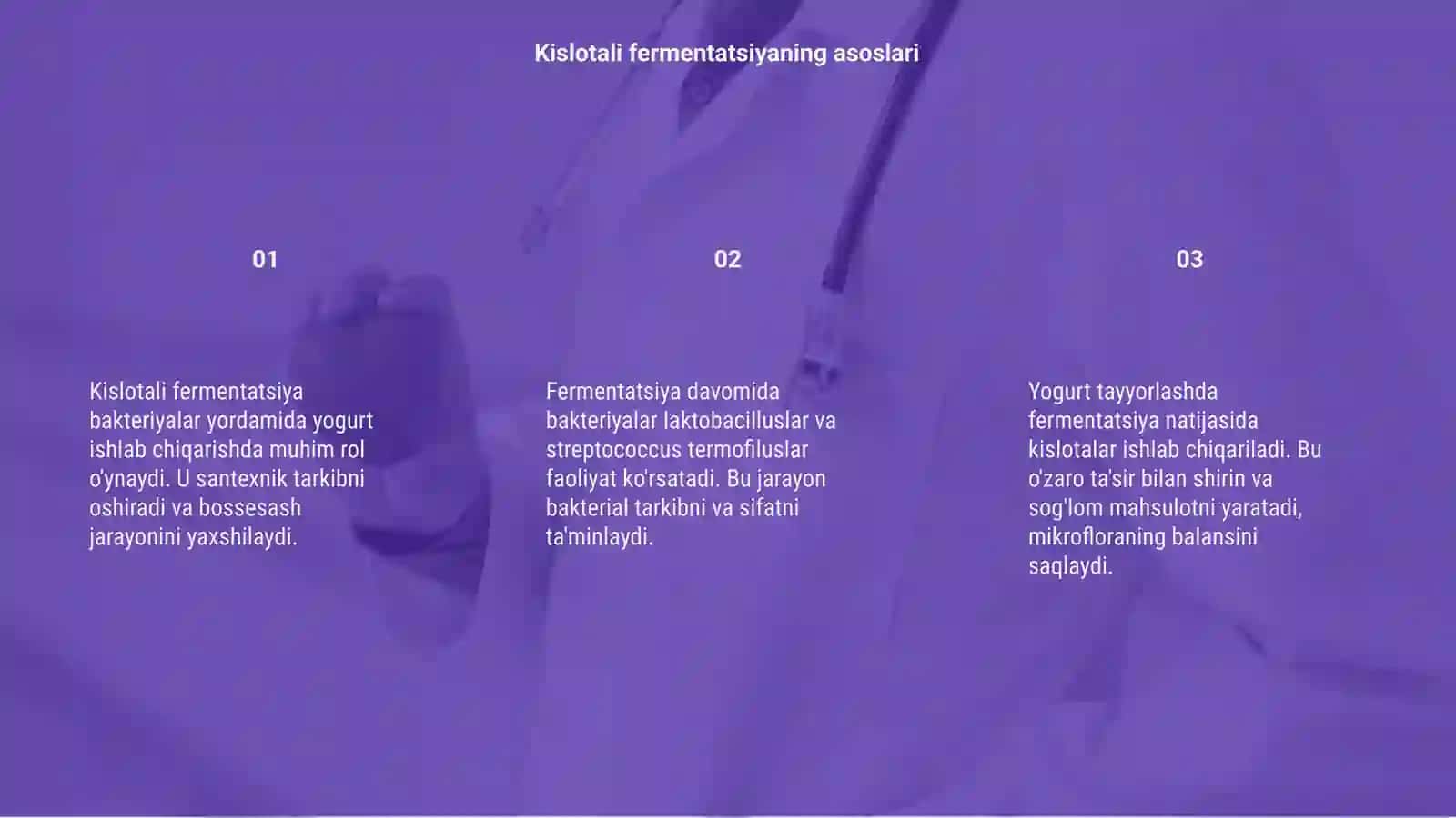 Kislotali fermentatsiyavorqali yogurt tayyorlash va bakterial tarkibini aniqlash 3