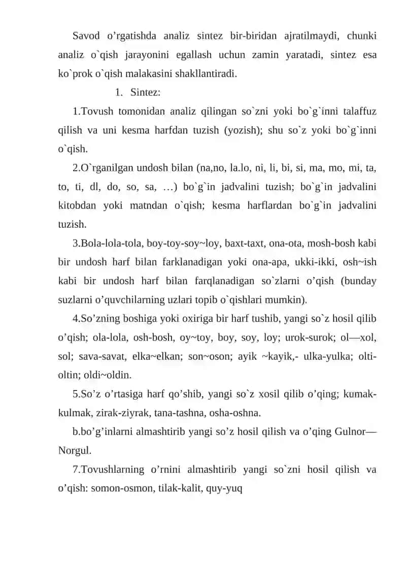 Savod o’rgatish darslari 3