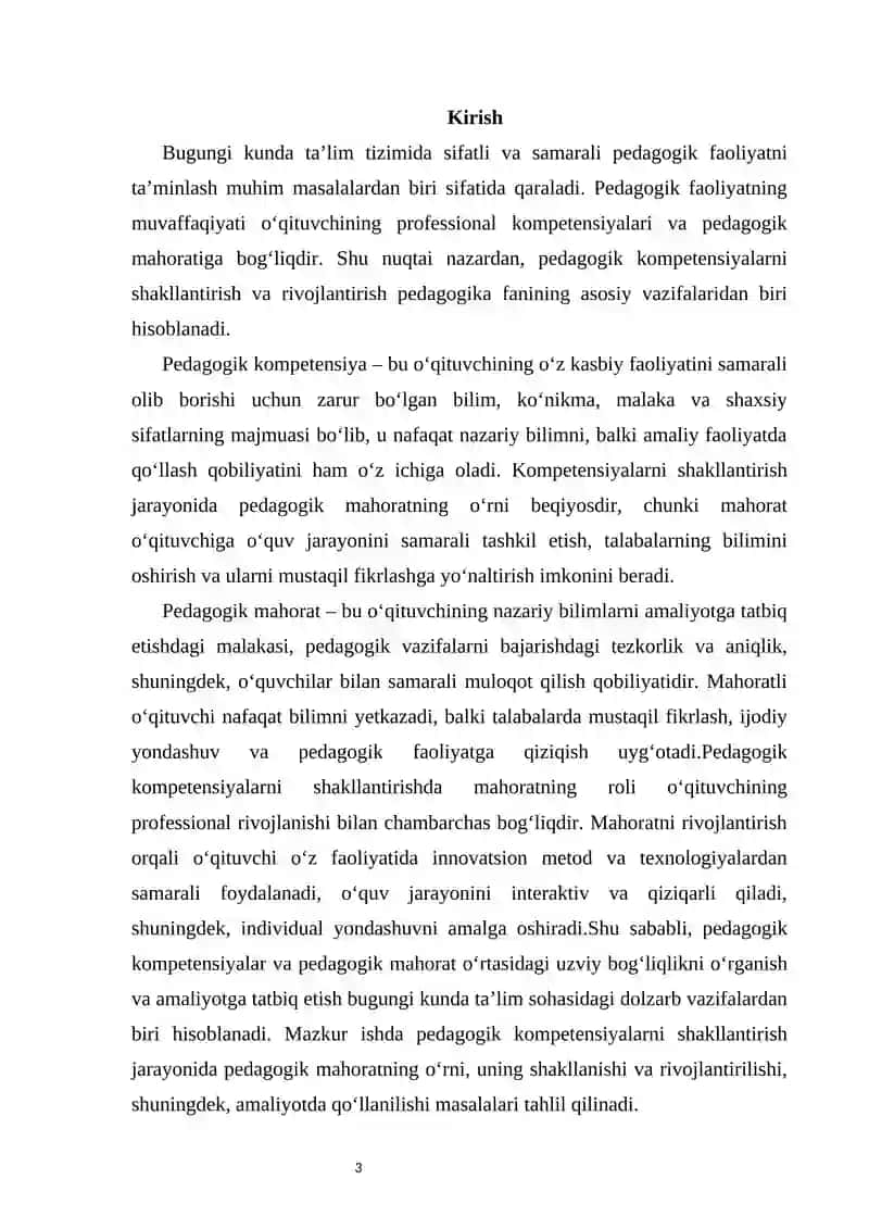Pedagogik kompeensiyalarni shakllantirishda pedagogik mahorat o'rni 3