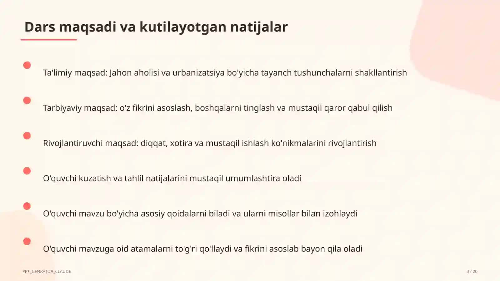 Jahon aholisi va urbanizatsiya (10-sinf) 3
