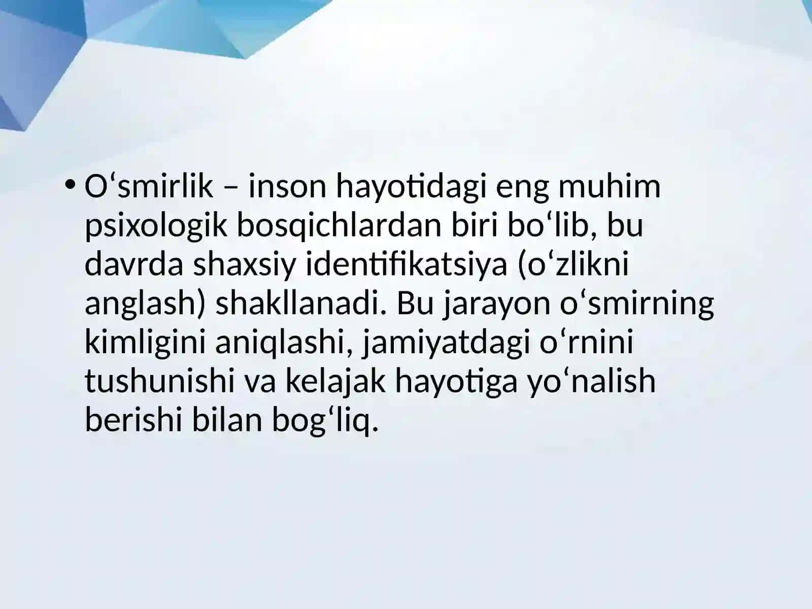 Oʻsmirlik davrida fiziolgik rivojlanish xususiyatlari va uning oʻsmir psixologiyasi 3