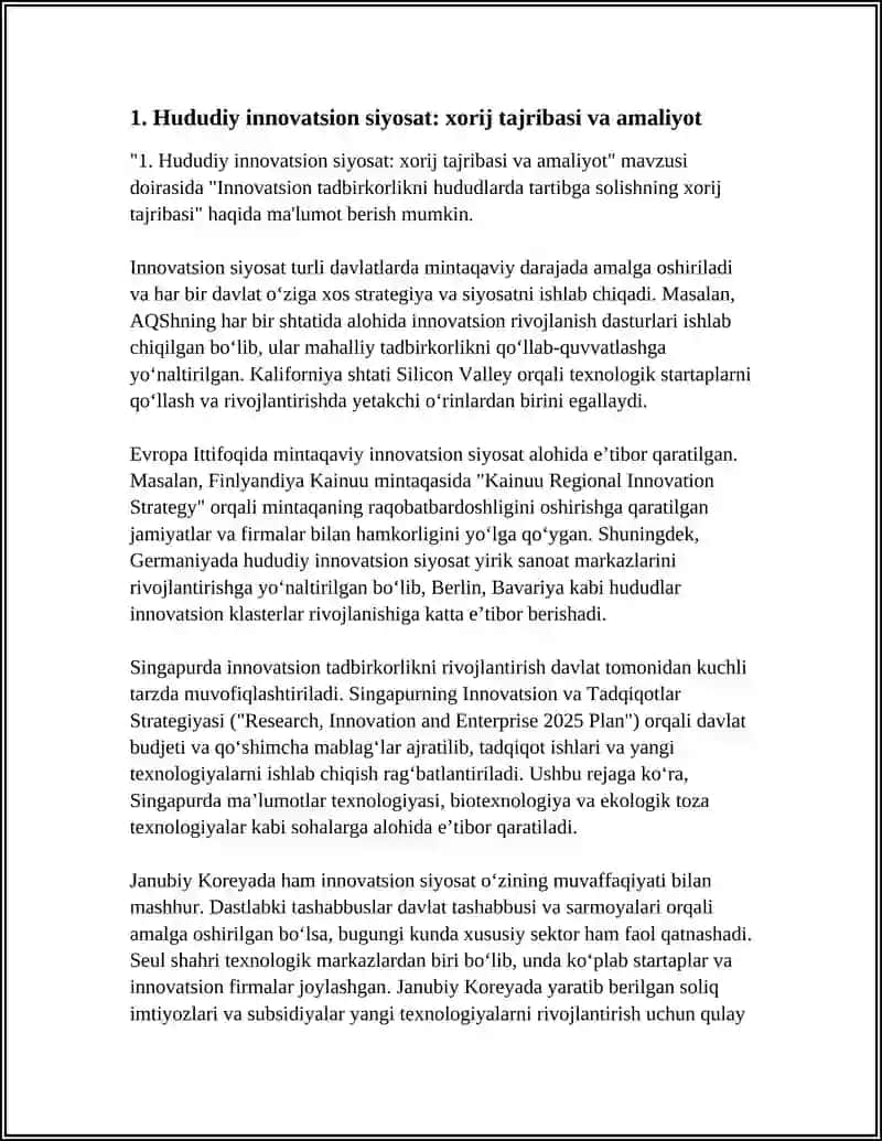 INNOVATSION TADBIRKORLIKNI XUDUDLARDA TARTIBGA SOLISHNING XORIJ TAJRIBASI 3