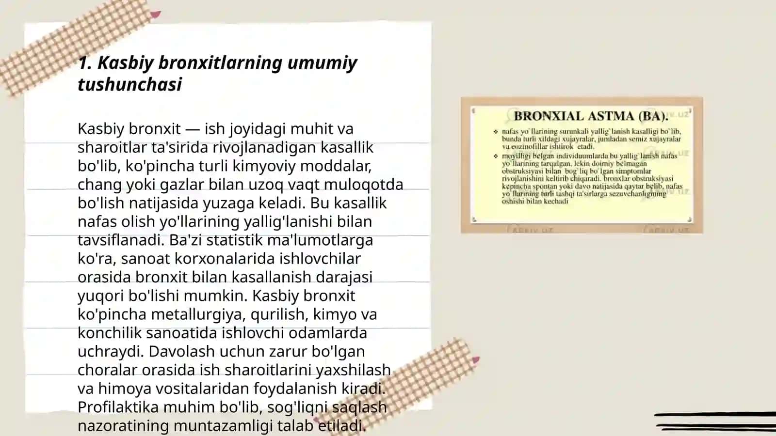 Kasbiy bronxitlar etiologiyasi potaginezi klinikasi bioginostikasi davolash 3