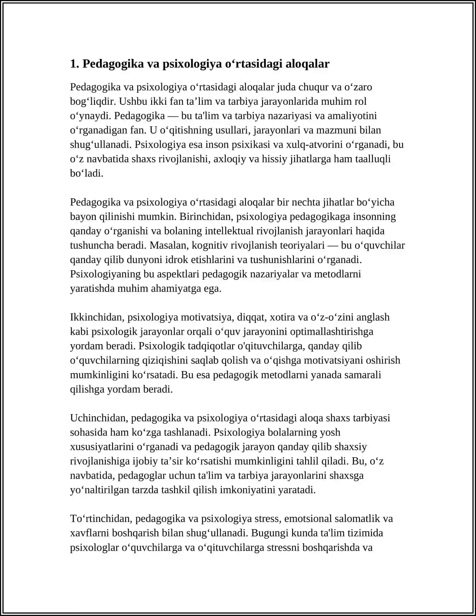 PEDAGOGIKANING BOSHQA FANLAR BILAN ALOQASI 3