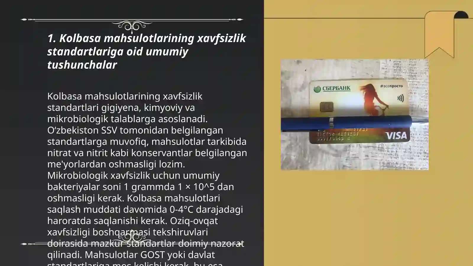 Kolbasa mahsulotlariga tegishli standartlarda xavfsizlik koʻrsatkichlarini aniqlash 3