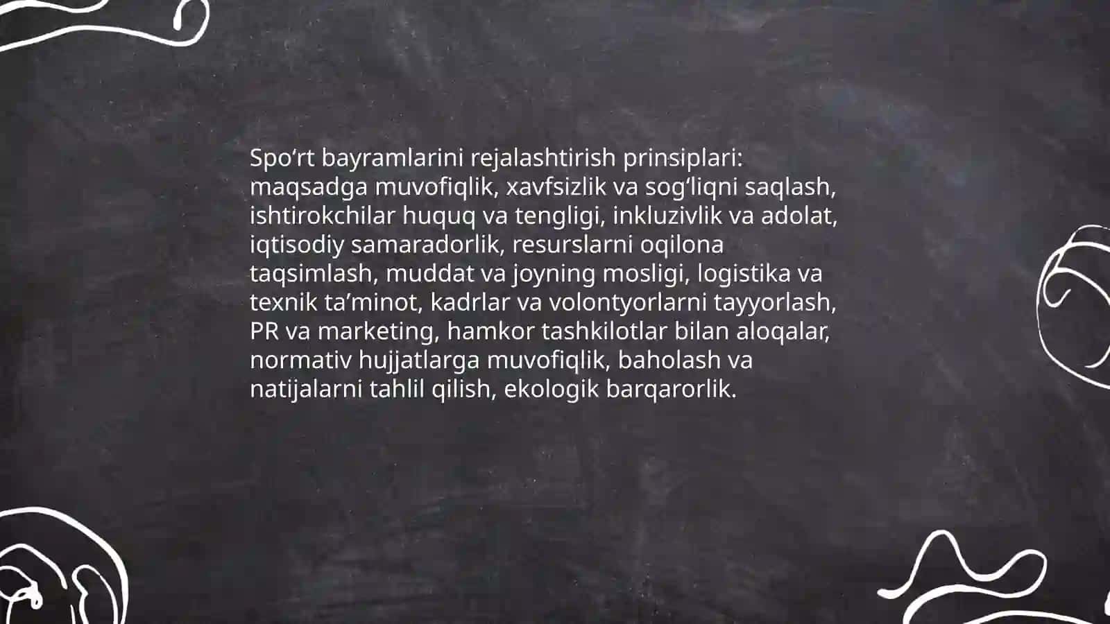 Spoʻrt bayramlarini va musobaqalarni tashkil etish va nizomlarni ishlab chiqish 3