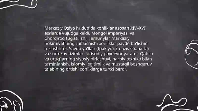 Xonliklarning Tashkil Topishi 3