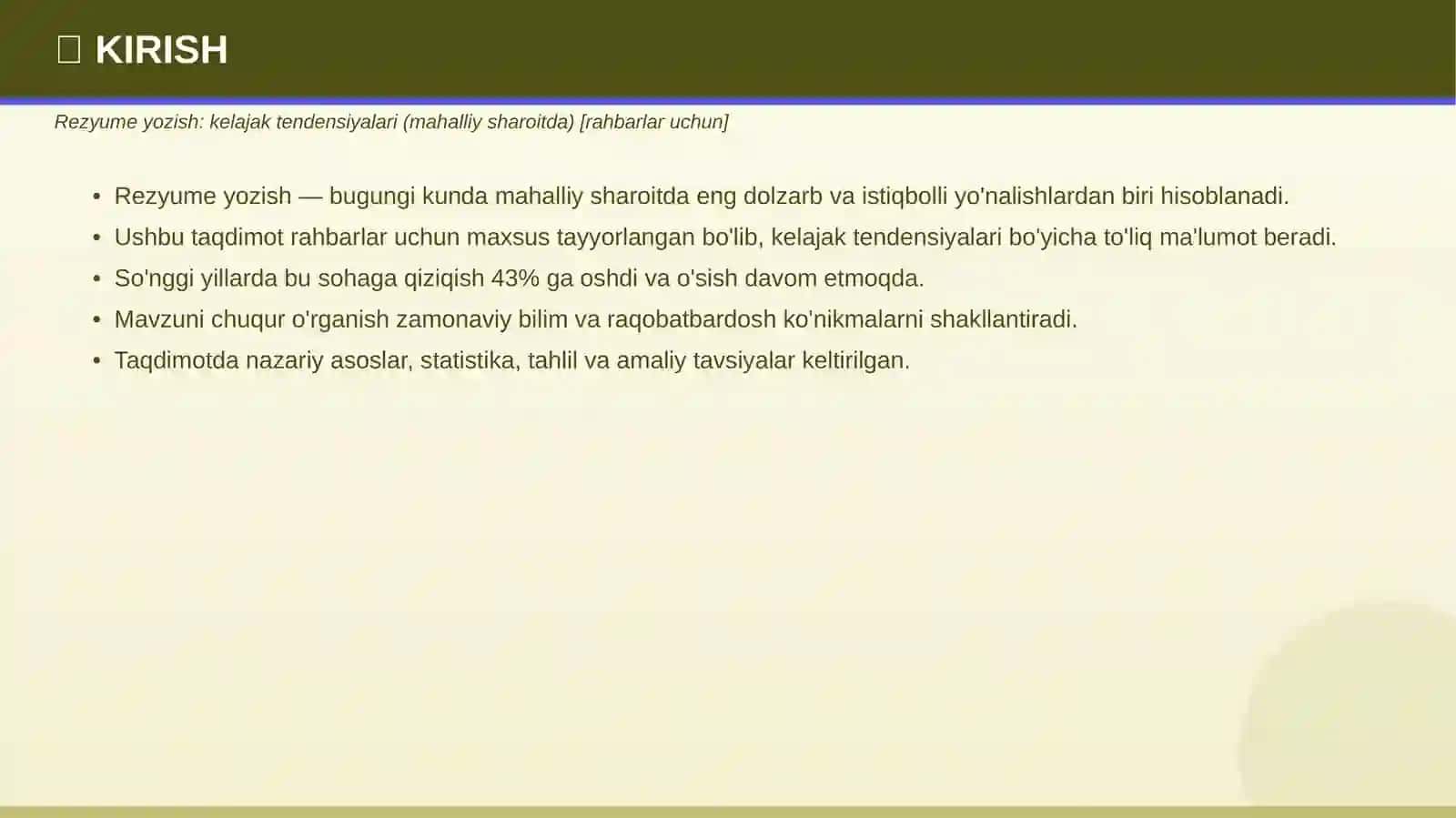 Rezyume yozish: kelajak tendensiyalari (mahalliy sharoitda) [rahbarlar uchun] 3