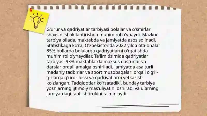 G'urur va Qadriyatlar Tarbiyasi 3