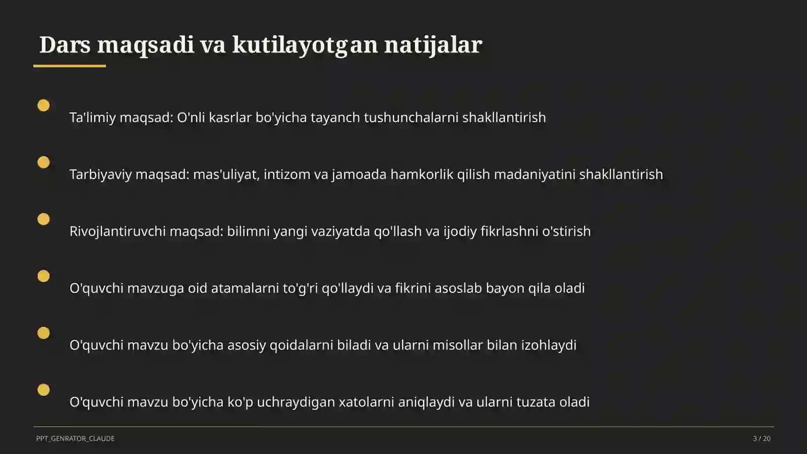 O'nli kasrlar (5-sinf) 3