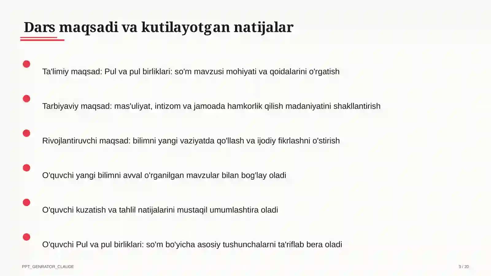Pul va pul birliklari: so'm (2-sinf) 3