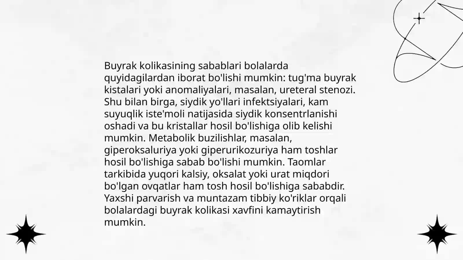 Buyrak kolikasi va o'tkir siydik tutilishi sindromi bo'lgan bolalarga shoshilinch yordam 3