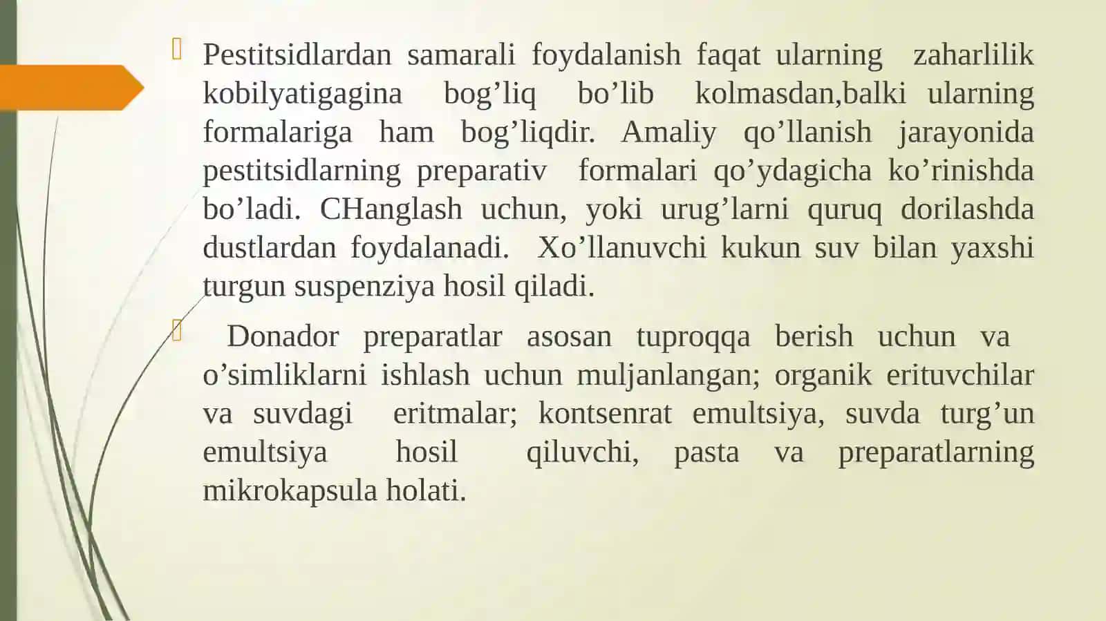 PESTITSIDLARNI PREPARAT SHAKLLARI VA ULARNI QO’LLASH USULLARI 3