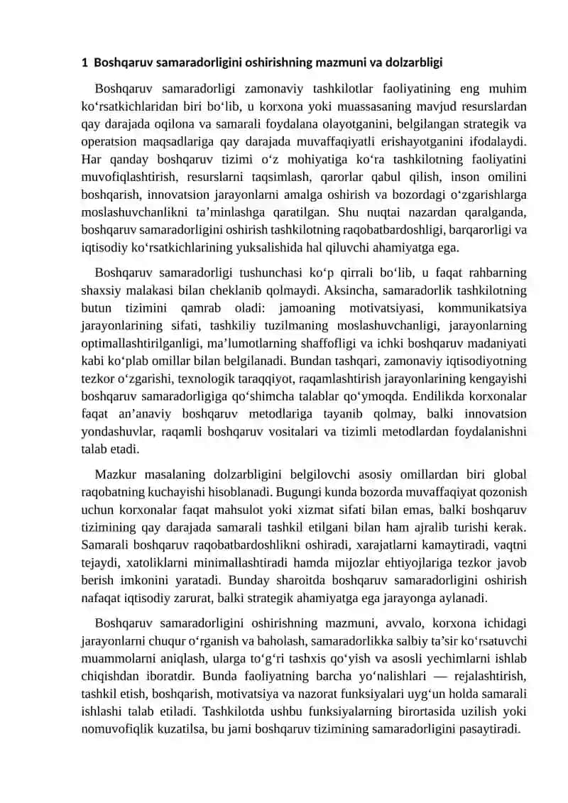 BOSHQARUV SAMARADORLIGINI OSHIRISH OMILLARI VA ULAR AMALIYOTDA JORIY ETISH MEXANIZMLARINI ISHLAB CHIQISH MUAMMONI ANIQLASH VA LOYIHA SHAKLDA YECHIM TAYYORLASH 3