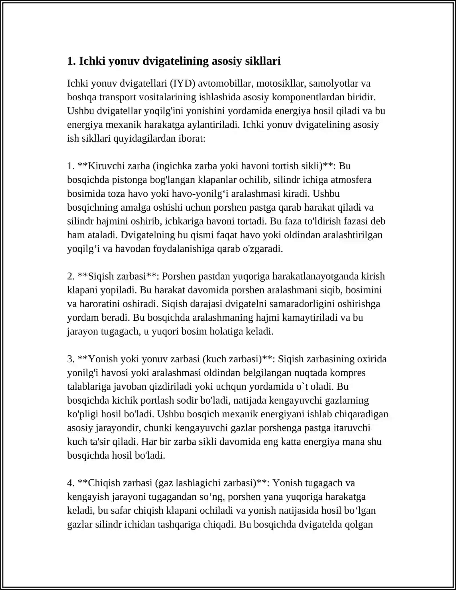 ICHKI YONISH DVIGATEL SIKLLARI VA ULARNING KLASSIFIKATSIYASI. HAQIQIY SIKL 3
