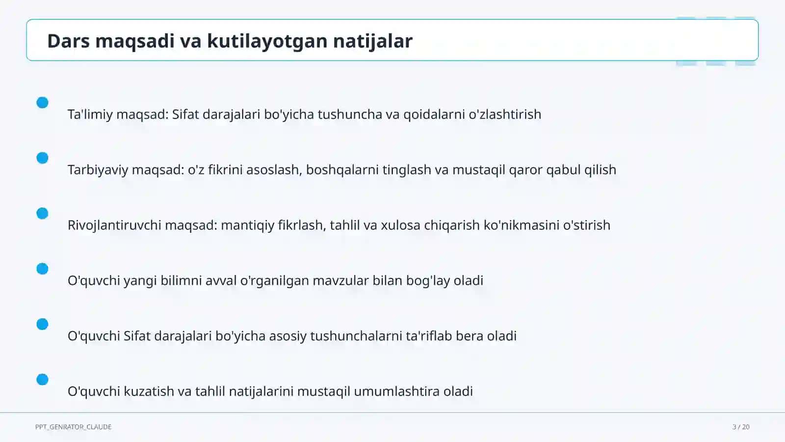 Sifat darajalari (6-sinf) 3