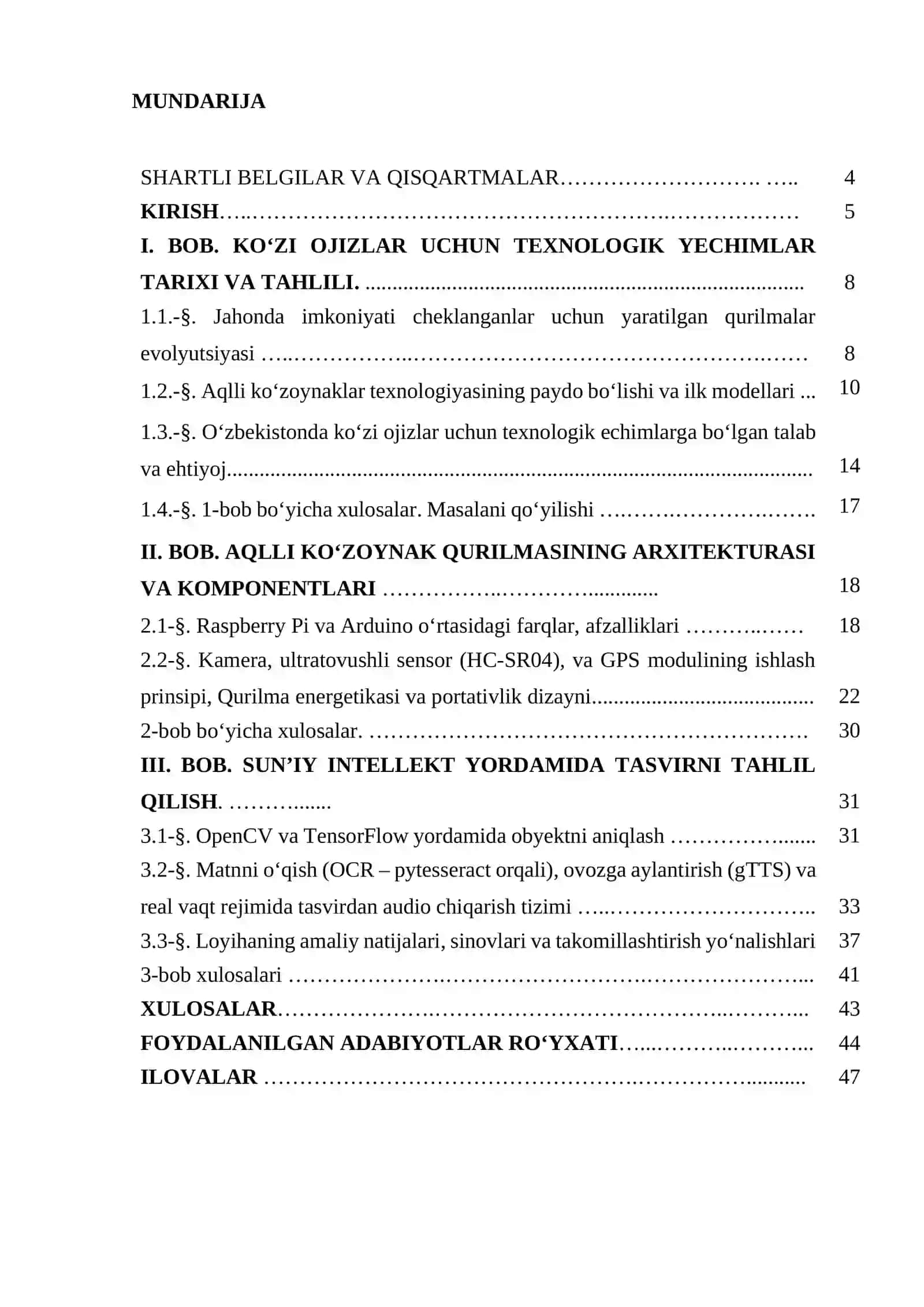 KO’ZI OJIZ INSONLAR UCHUN AQLLI KO’ZOYNAK TEXNOLOGIYASINI ISHLAB CHIQISH 3