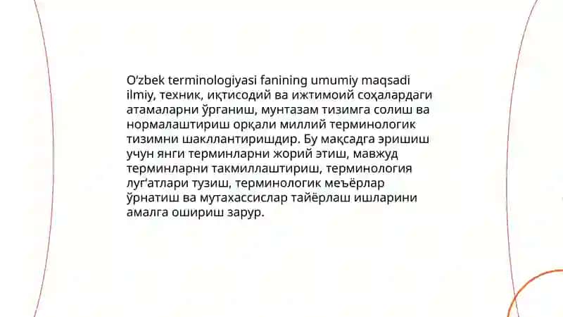 O'zbek terminologiyasi fanining maqsad va vazifalari 3