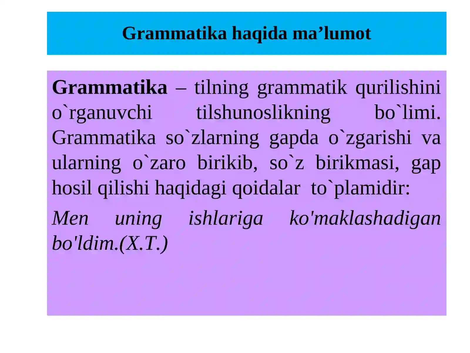 Grammatika.Morfologiya. So‘z turkumlari, ularning tasnifi 3