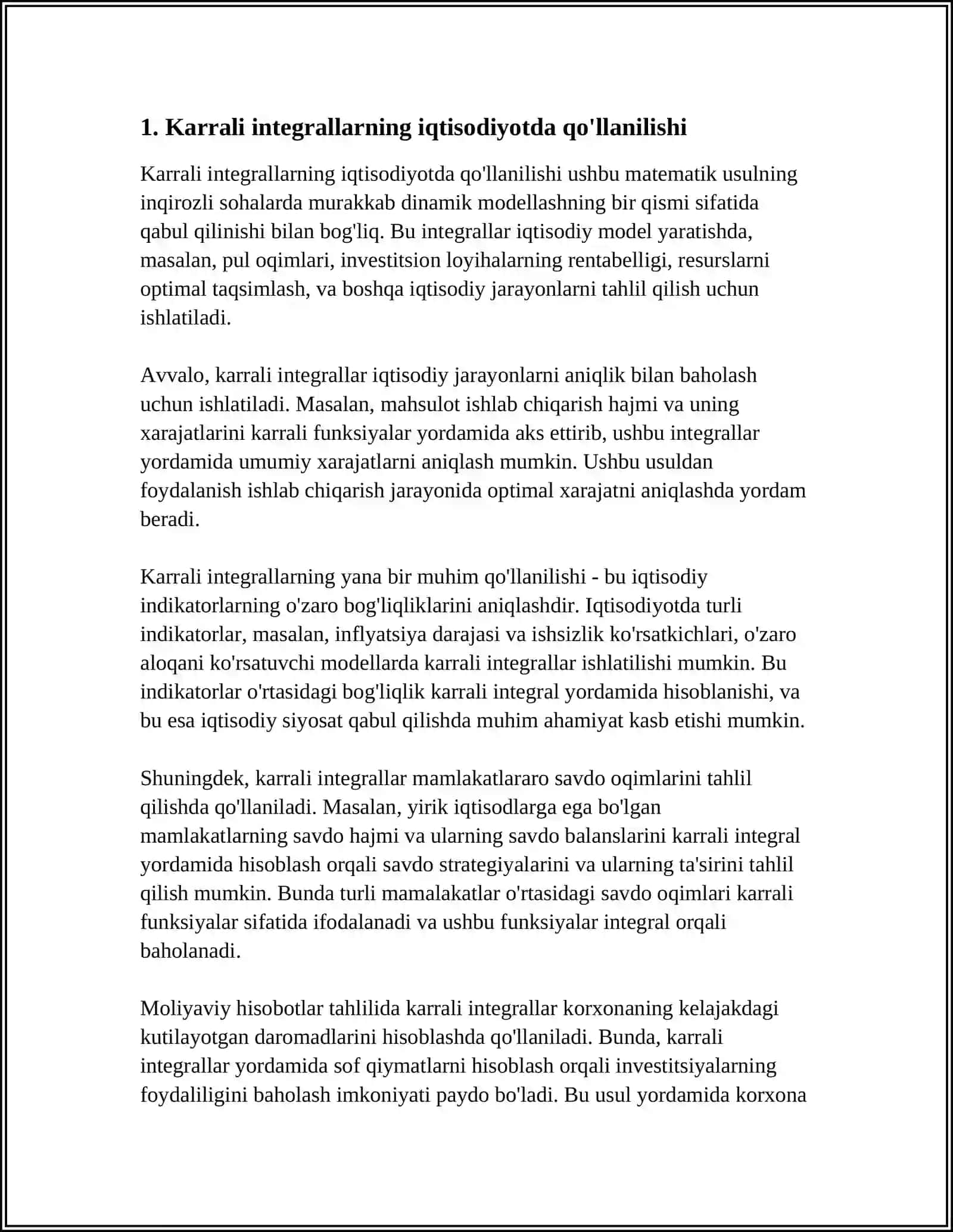 KARRALI INTEGRALLARNI IGDISODIYOTDAGI TATBIGLARI 3