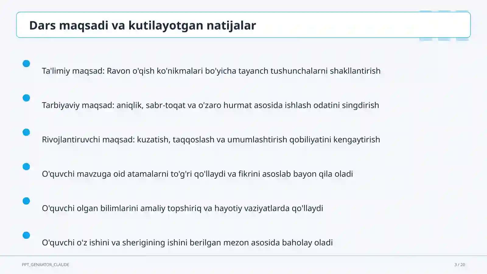Ona tili va o'qish (1–4) — o'qituvchilar uchun 3