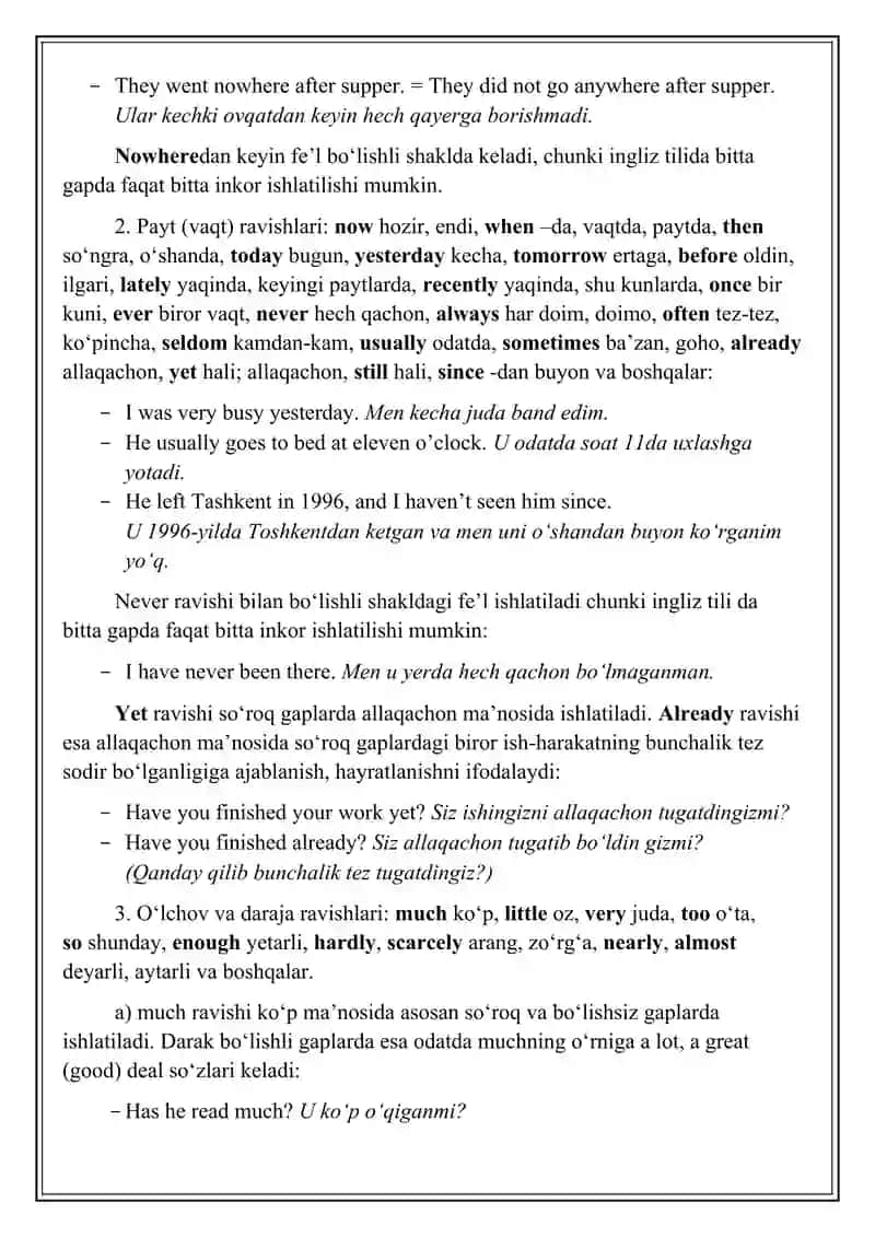 Adverb (Ravishlar) 3