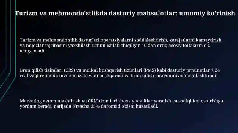 Turizm va mehmondo‘stlikda dasturiy mahsulotlar 3