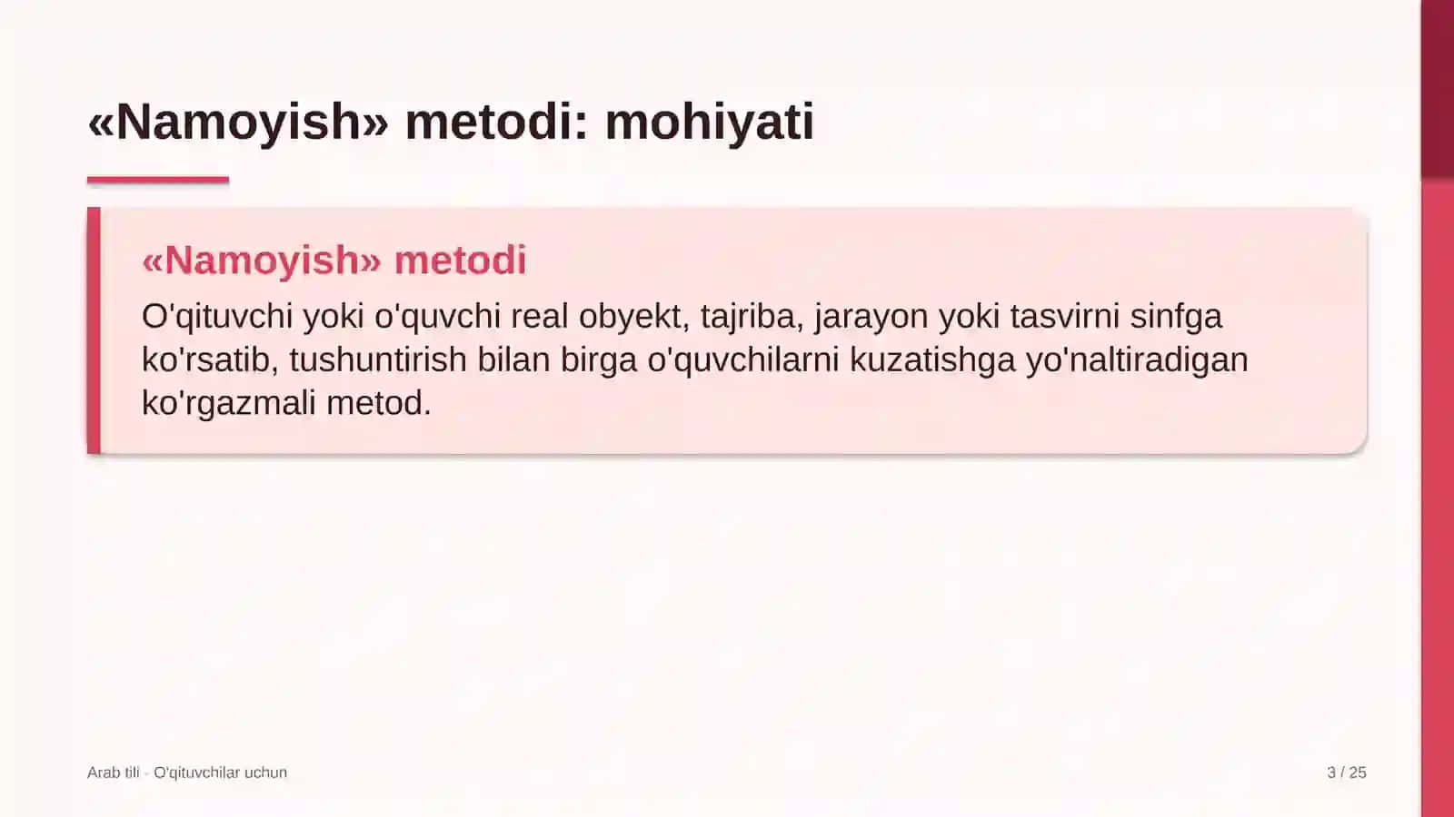 arab tili darslarida namoyish metodidan foydalanish 8018 3
