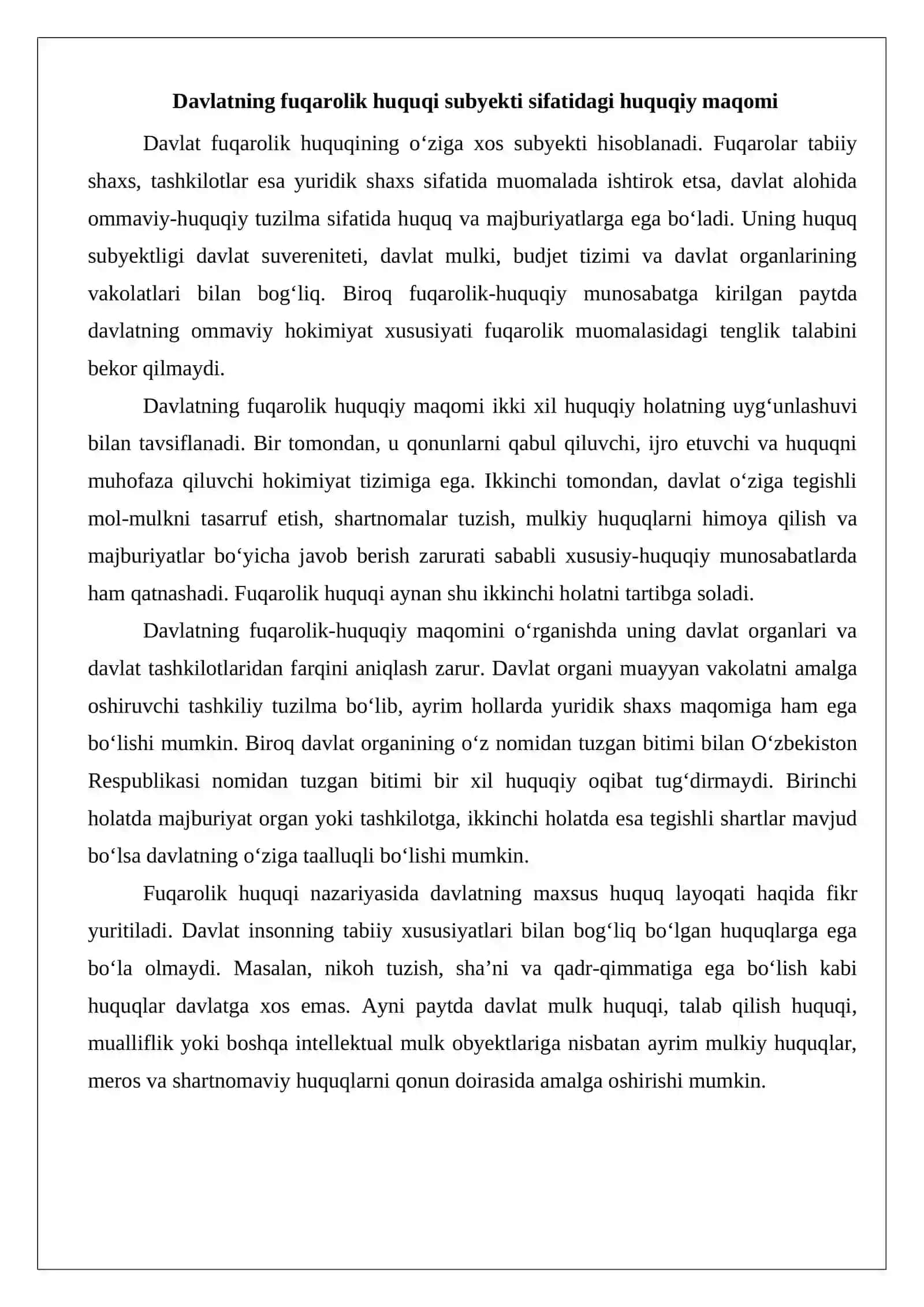 Davlat - fuqarolik huquqining subyekti sifatida 3